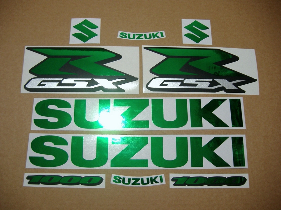 Graphics for Suzuki GSXR 1000 (Gixxer logo) in chrome mirror green