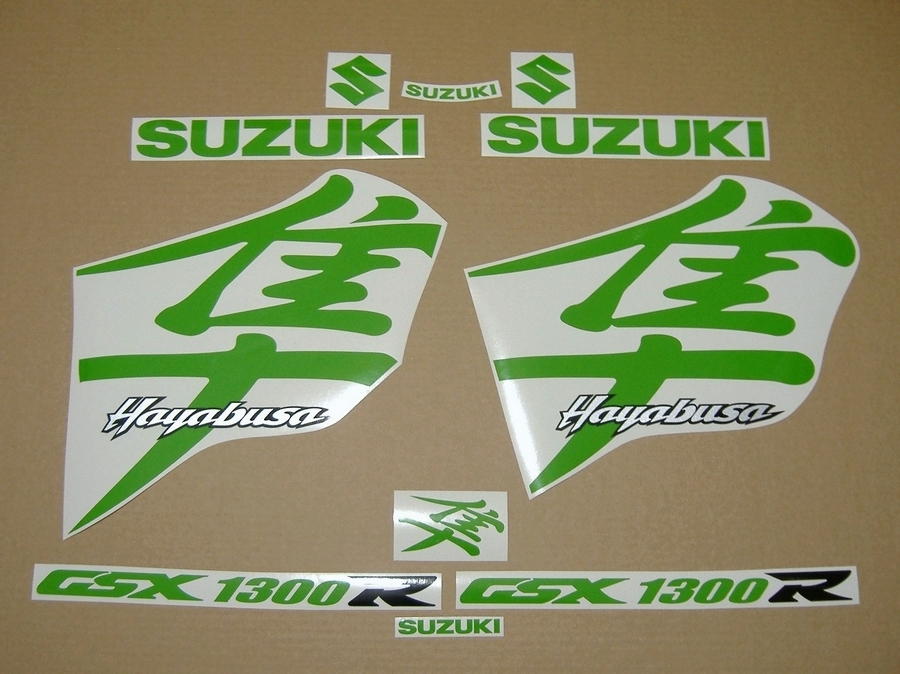 Suzuki Hayabusa k1 (1st gen) lime green kanji logo graphics