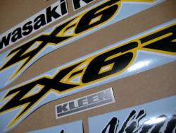 Kawasaki ZX6R 2002 yellow aftermarket decal set