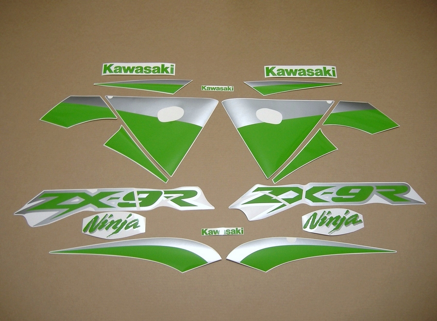 Lime green customized decals for Kawasaki ZX-9R
