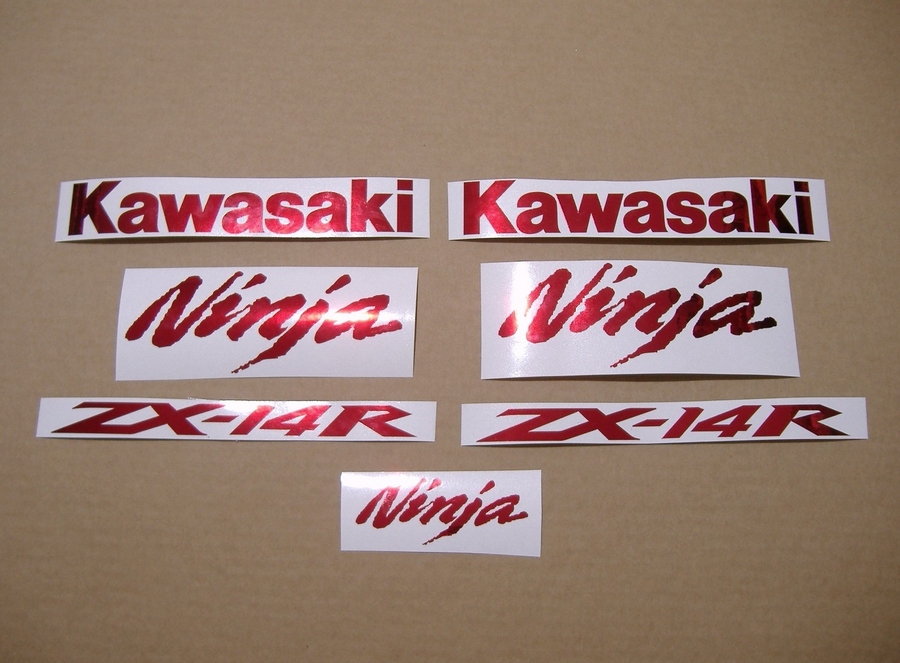 Decals for Kawasaki ZX-14 R with chrome red logo