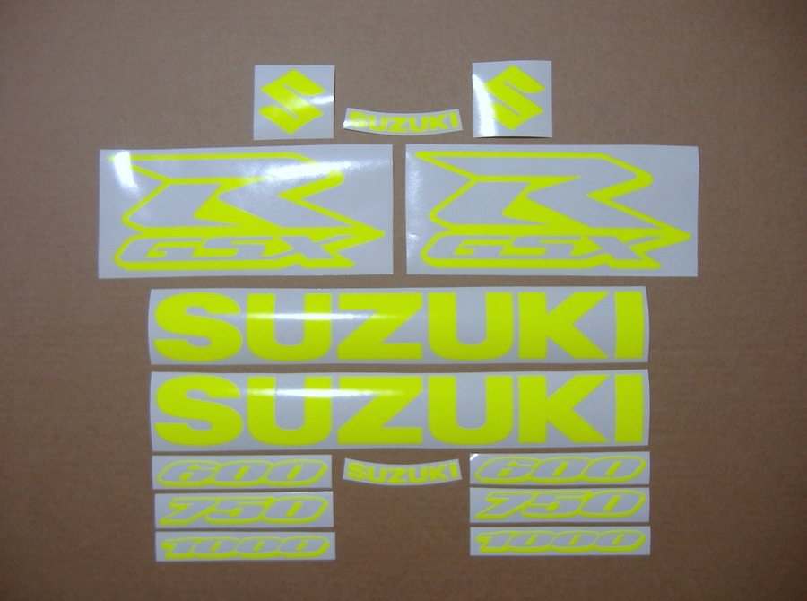 Suzuki GSXR 600/750/1000 neon yellow logo decals