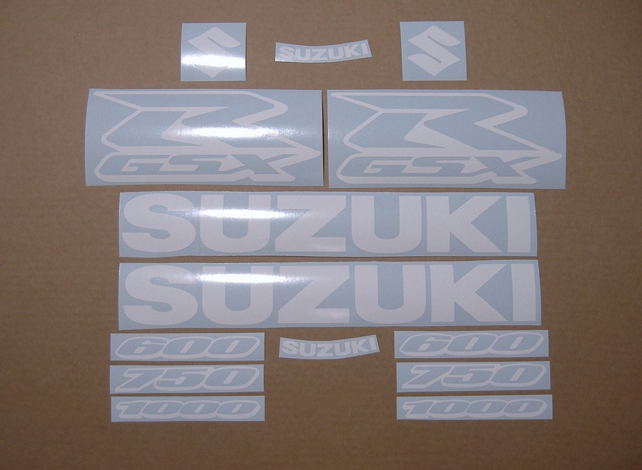 Suzuki GSX-R 750 custom white color decals set
