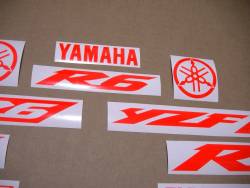 Fluorescent red logo decals for Yamaha R6