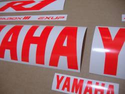 Fluorescent red logo decals for Yamaha R1