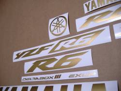 Matte gold logo graphics for Yamaha R6