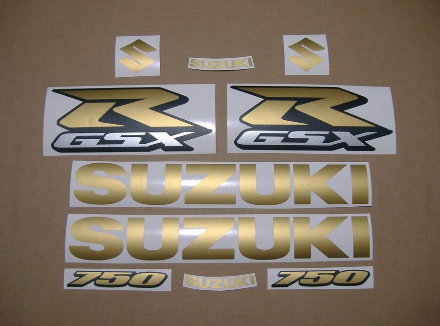 Matte gold logo decals for Suzuki GSX-R 750