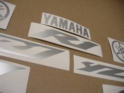Matte silver grey logo decals for Yamaha R1