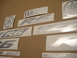 Matte silver grey logo decals for Yamaha R6