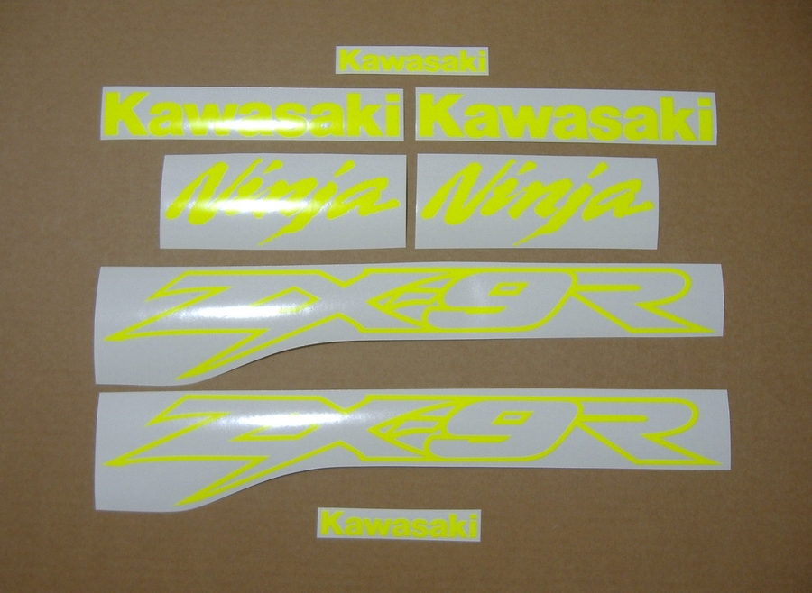 Kawasaki ZX9R 900 fluorescent yellow decals set