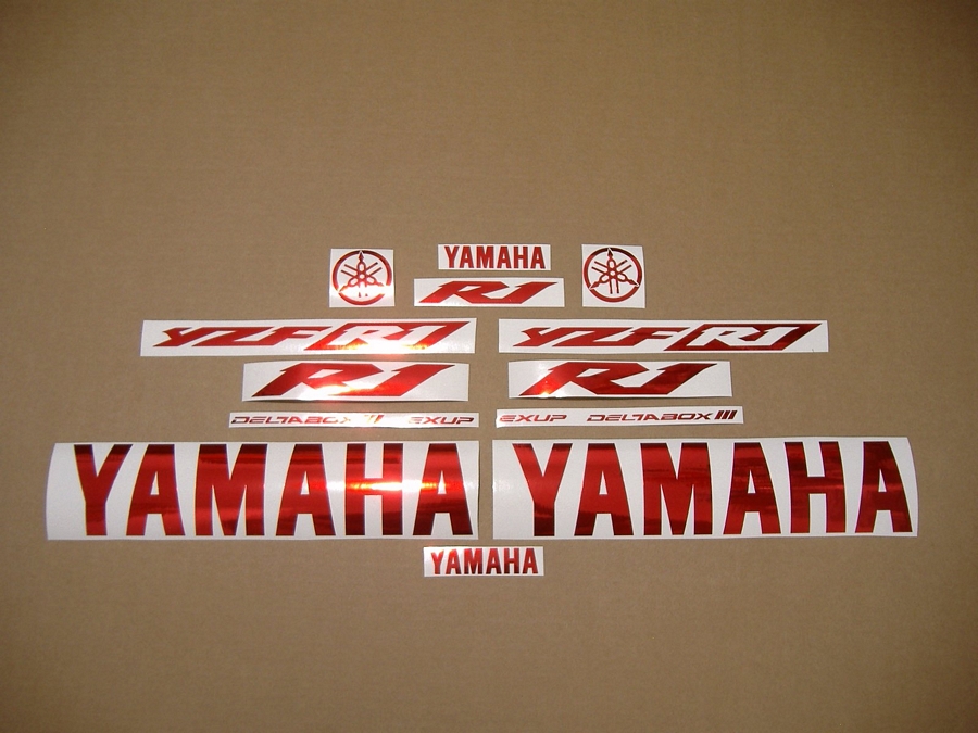 Yamaha YZF R1 stickers in custom chrome red color