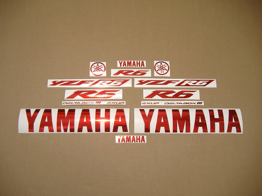 Chrome red logo decals for Yamaha YZF-R6