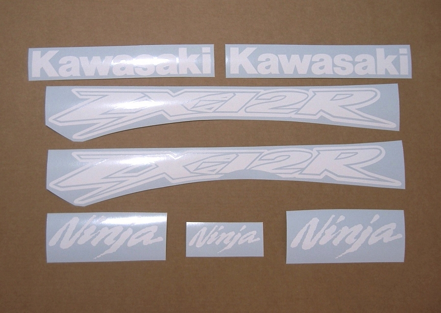 Kawasaki zx-12r ninja white logo graphics set