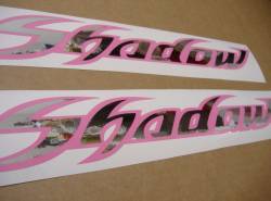 Honda Shadow custom pink chrome logo emblems