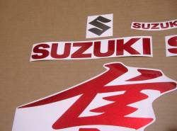 Metallic red kanji logo decals for Suzuki hayabusa 1340
