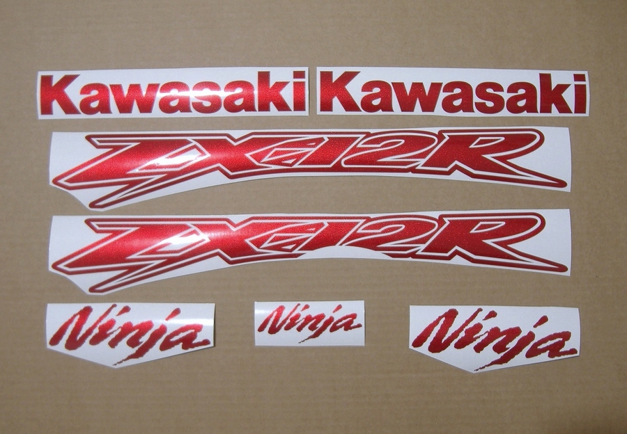 Kawasaki ZX12R ninja cherry pearl red logo decals