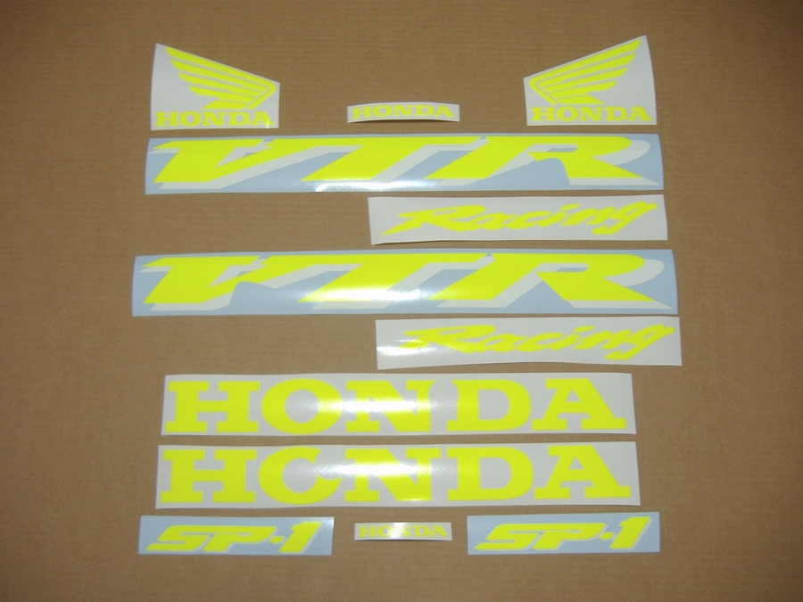 Honda VTR 1000 SP-1 high-visibility yellow stickers