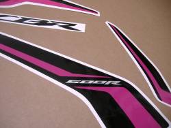 Pink/black logo graphics for Honda CBR 500R
