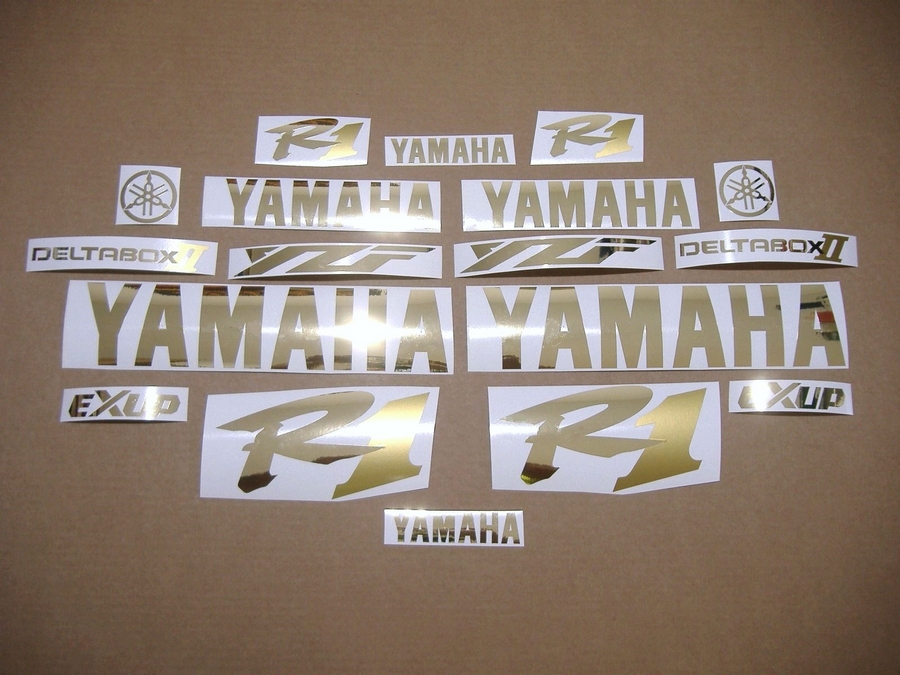 Chrome gold logo stickers for Yamaha YZF R1 1998-1999