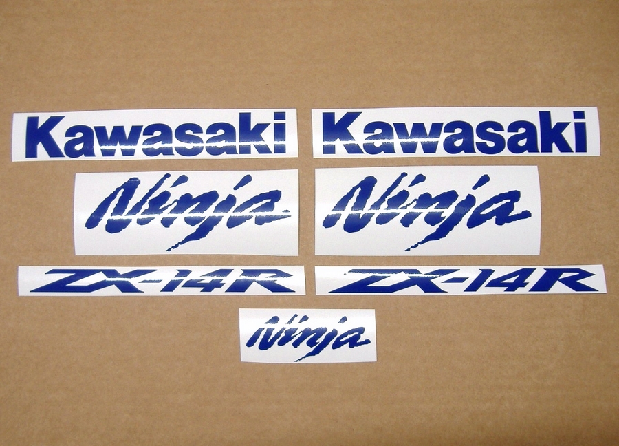 Kawasaki zx14r 1400 royal (medium) blue sticker set