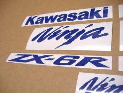 Kawasaki zx6r 600 royal (medium) blue logo decals