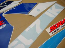 Suzuki gsxr 600 1999 srad white blue complete stickers kit