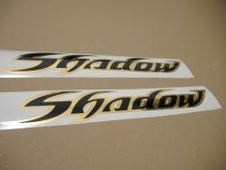 Honda shadow black chrome gold gas tank full decals labels set
