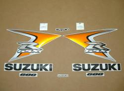 Suzuki GSXR 600 2008 orange labels graphics