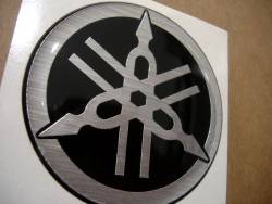 Yamaha 3D gas tank gel silicone silver emblems logo decals stickers set