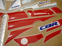 Honda cbr 600 f2 white red complete stickers set