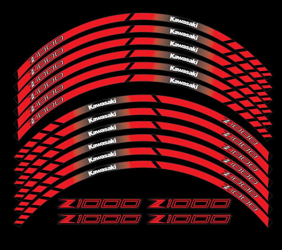 wheel rim stripes decals stickers kawasaki ninja zxr racing zx9r zx7r z1000