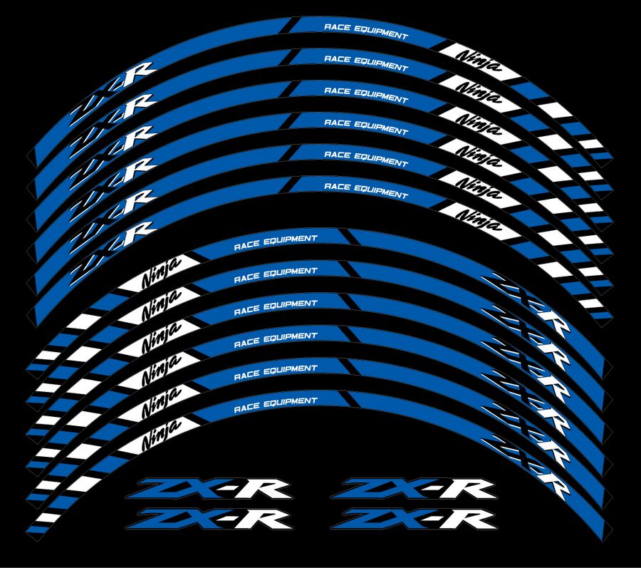 wheel rim stripes decals stickers kawasaki ninja zxr racing zx9r zx7r