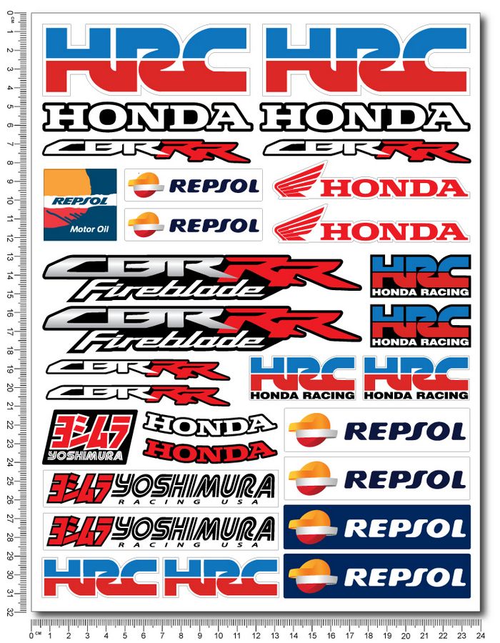 Decals set Honda cbr rr fireblade repsol hrc yoshimura