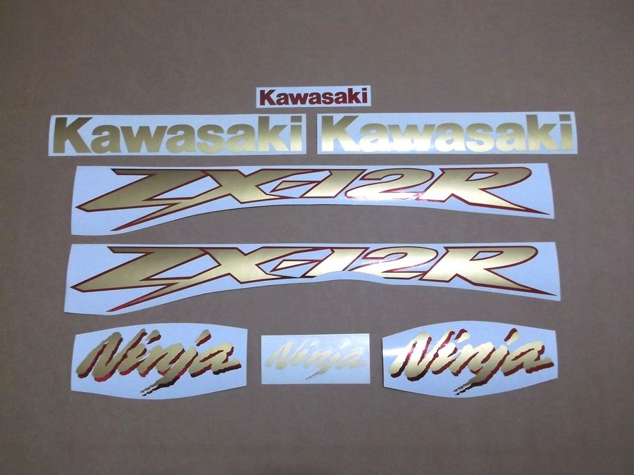 Kawasaki ZX12R 2000 Ninja gold decals kit