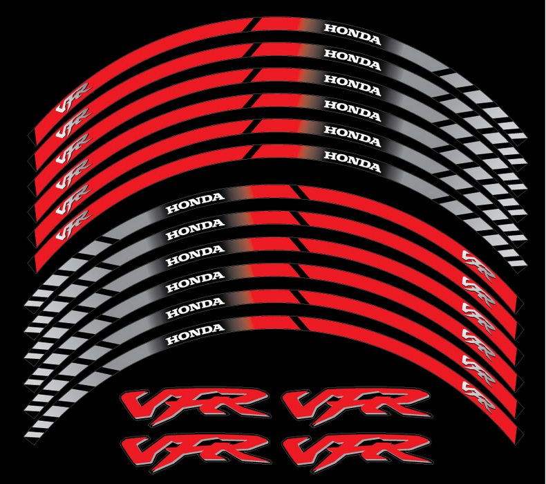 Honda VFR 800i Interceptor rc36 rc46 red wheel rim stripes decals set 
