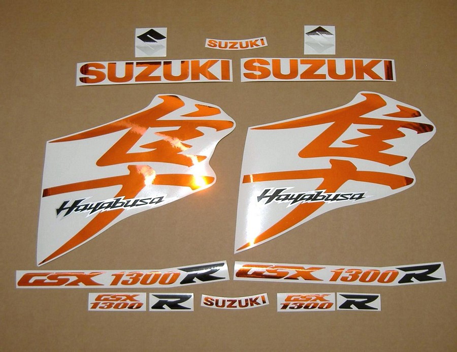 Suzuki Hayabusa 2008 2009 chrome orange decals kit