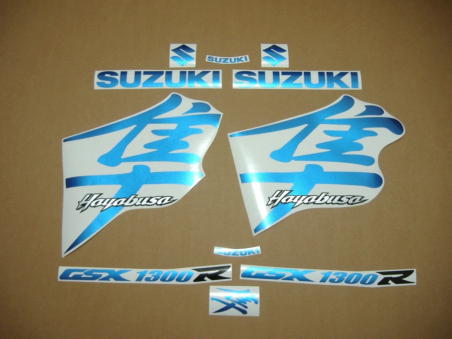 Suzuki Hayabusa 1300 2004 2005 kanji blue stickers set