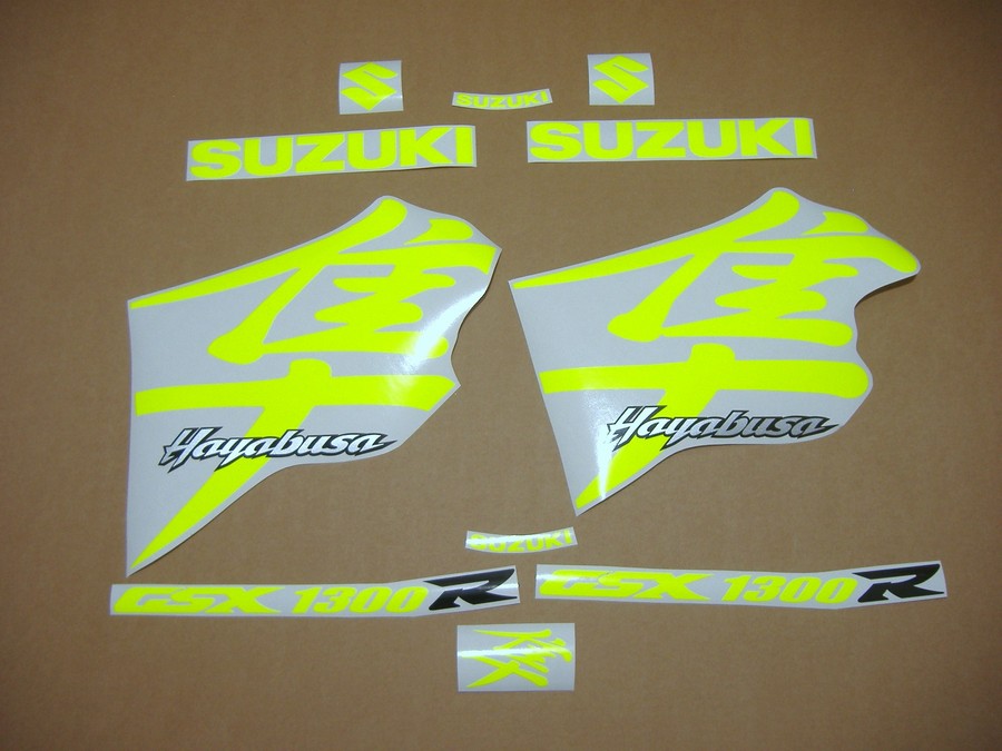 Suzuki Hayabusa 1999 neon signal yellow logo labels set