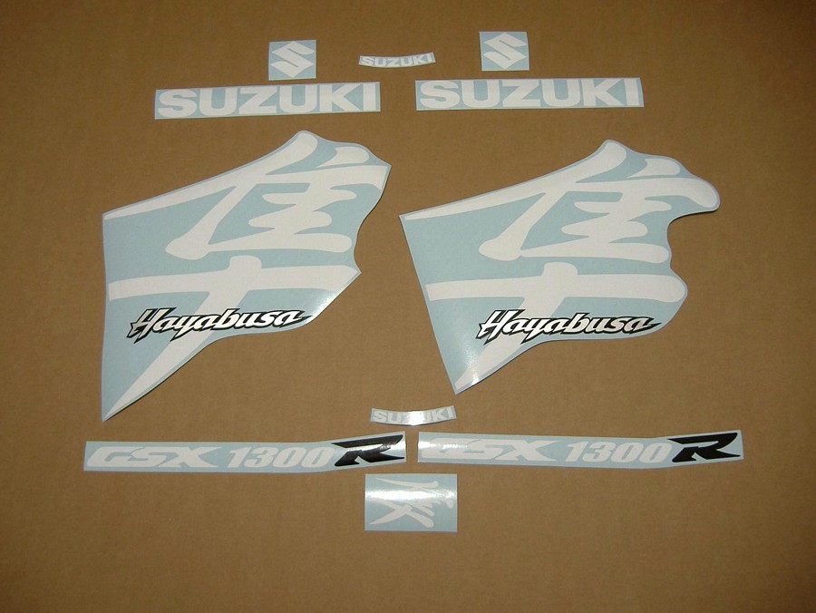 Suzuki Hayabusa white k3 k4 k5 kanji emblems labels set