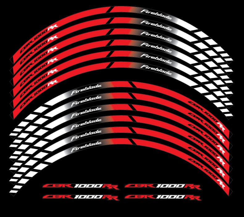 wheel stripes for honda fireblade sc59 red white 2008