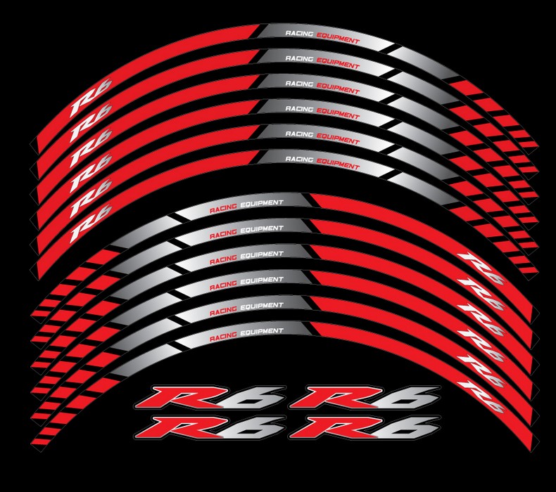 Yamaha yzf r6 red wheel stripes graphics lines 2CO RJ15 13S