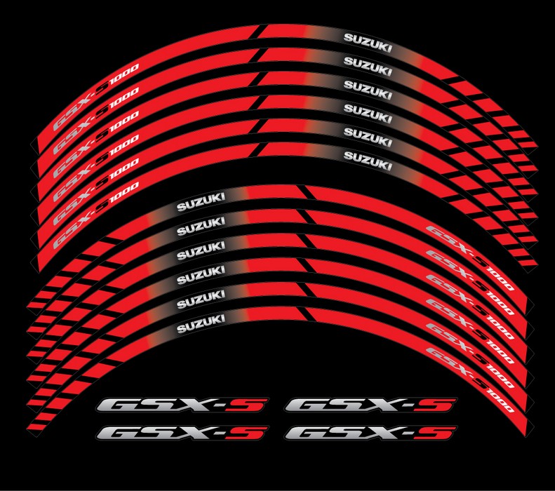 Suzuki gsxs 1000 2015 l5 wheel rim stripes lines red