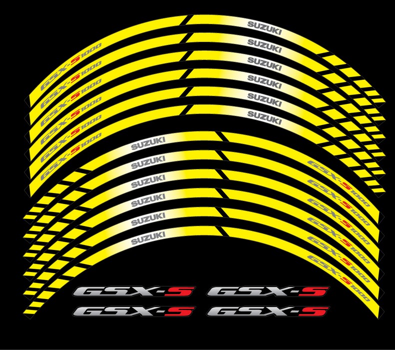 Suzuki gsxs 1000 2016 l6 wheel rim stripes lines yellow